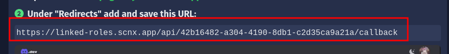 This screenshots shows which value the user should copy from the dashboard